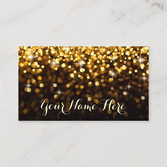 Gold Black Hollywood Glitz Glam Place Card (Front)