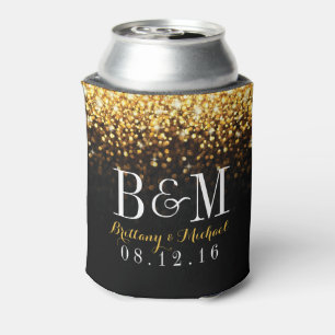 Gold Black Hollywood Glitz Glam Wedding Can Cooler