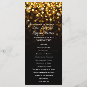 Gold Black Hollywood Glitz Glam Wedding Program