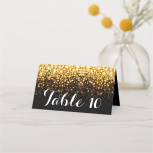 Gold Black Hollywood Glitz Glam Wedding Table Card