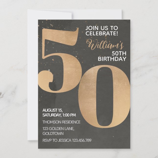 Gold Black Invitation 50e anniversaire (Devant)