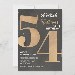 Gold Black Invitation 54e anniversaire