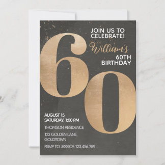 Gold Black Invitation de 60e anniversaire