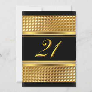 Gold & Black Invitation de fête d'anniversaire 21e