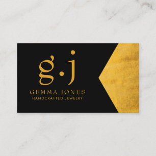 Gold Black Jewellery Designer Faux Gold Foil Edge Business Card