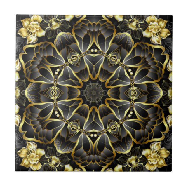 Gold/Black Kitchen Backsplash ~ Tuscan Colours ~ Tile (Front)