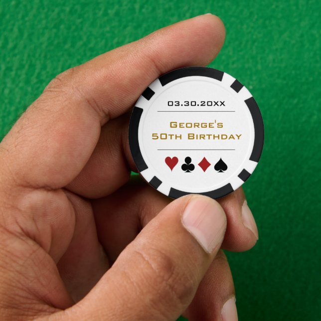 Gold Black Las Vegas Casino Poker Chip Birthday (Hand)