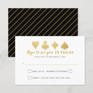 Gold Black Las Vegas Wedding Sign Funny Wording RSVP Card