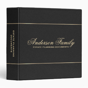 Gold Black Leather Estate Planning Documents Binder