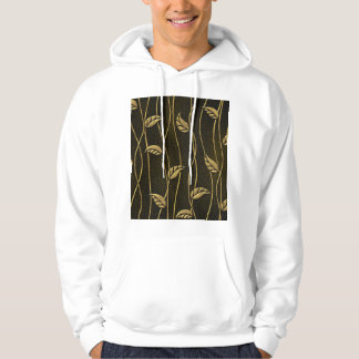 Gold & Black: Leaves 3D Texture. Hoodie