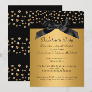 GOLD BLACK LEOPARD DIAMOND BACHELORETTE INVITATION
