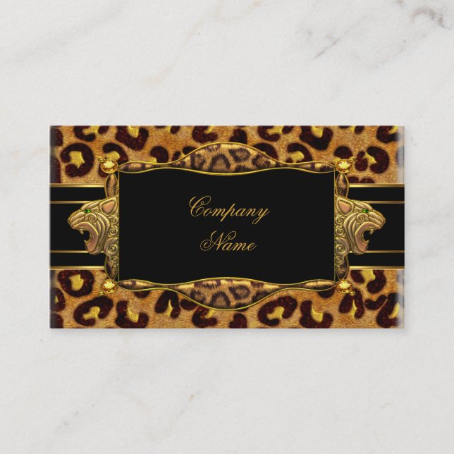 Gold Black Leopard Gold Elegant Boutique 7 Business Card (Front)