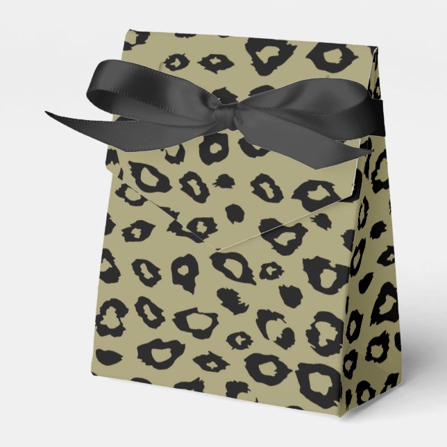Gold Black Leopard Print Favor Box (Front Side)
