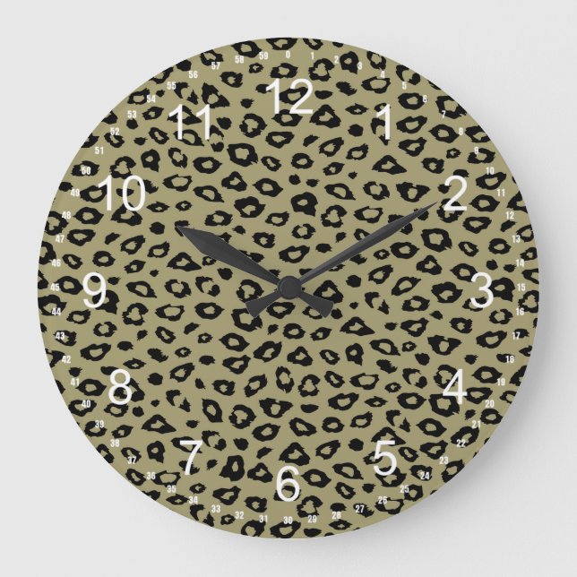 Gold Black Leopard Print Large Clock (Front)