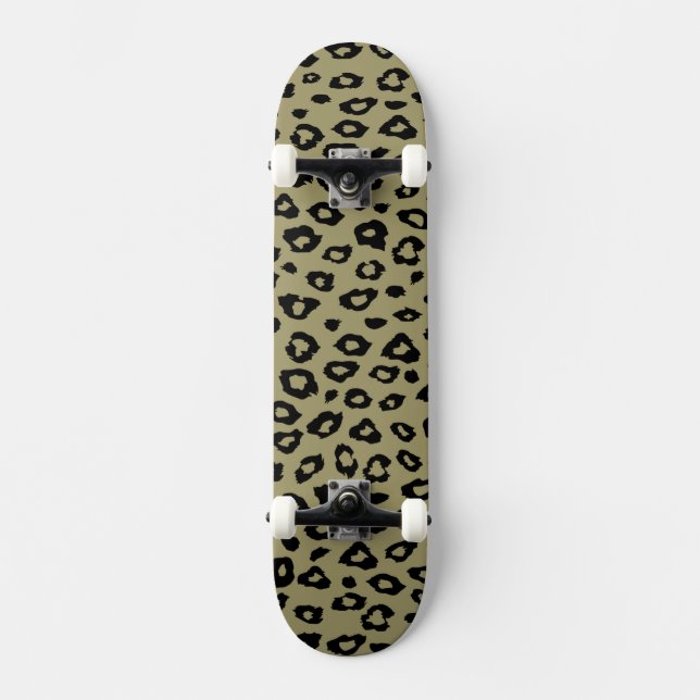 Gold Black Leopard Print Skateboard (Front)