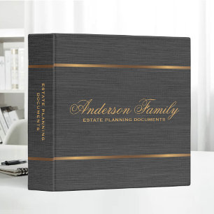 Gold Black Linen Estate Planning Documents Binder