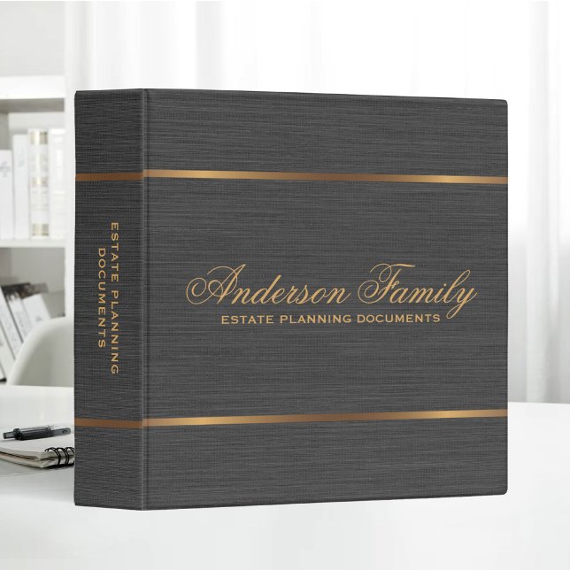 Gold Black Linen Estate Planning Documents Binder (Creator Uploaded)