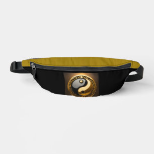 gold black logo style fanny pack