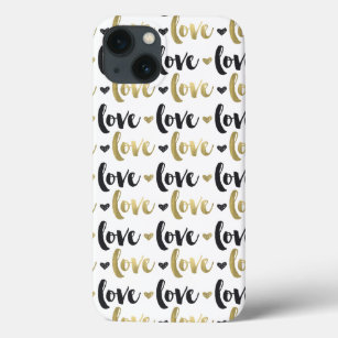 Gold Black Love Heart iPhone 13 Case