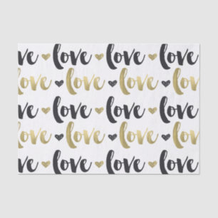 Gold Black Love Heart Tissue Paper