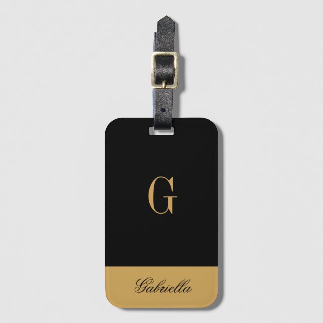 Gold Black Luggage Tag (Front Vertical)
