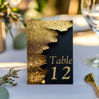 Gold Black Luxe Elegant Mariage Carte Numéro de ta