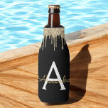 Gold Black Luxury Glitter Glam Monogram Name Bottle Cooler<br><div class="desc">Gold and Black Sparkle Glitter Monogram Name and Initial Bottle Cooler. This makes the perfect sweet 16 birthday,  wedding,  bridal shower,  anniversary,  baby shower or bachelorette party gift for someone that loves glam luxury and chic styles.</div>