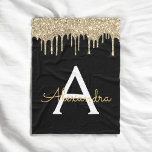Gold Black Luxury Glitter Glam Monogram Name Fleece Blanket<br><div class="desc">Gold and Black Sparkle Glitter Monogram Name and Initial Fleece Blanket. This makes the perfect sweet 16 birthday,  wedding,  bridal shower,  anniversary,  baby shower or bachelorette party gift for someone that loves glam luxury and chic styles.</div>