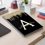 Gold Black Luxury Glitter Glam Monogram Name Notebook<br><div class="desc">Gold and Black Sparkle Glitter Monogram Name and Initial Spiral Notebook. This makes the perfect sweet 16 birthday,  wedding,  bridal shower,  anniversary,  baby shower or bachelorette party gift for someone that loves glam luxury and chic styles.</div>