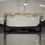 Gold Black Luxury Glitter Sparkle Monogram License Plate Frame<br><div class="desc">Gold and Black Faux Glitter and Sparkle Elegant Monogram License Plate. This License Plate can be customized to include your initial and first name.</div>