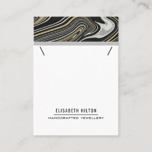 Gold black luxury marble agate NECKLACE DISPLAY Business Card