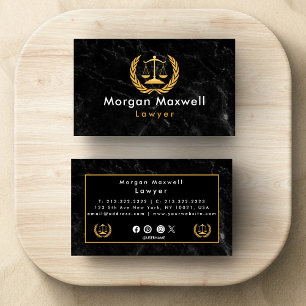 Gold Black Luxury Professional Lawyer  Business Card