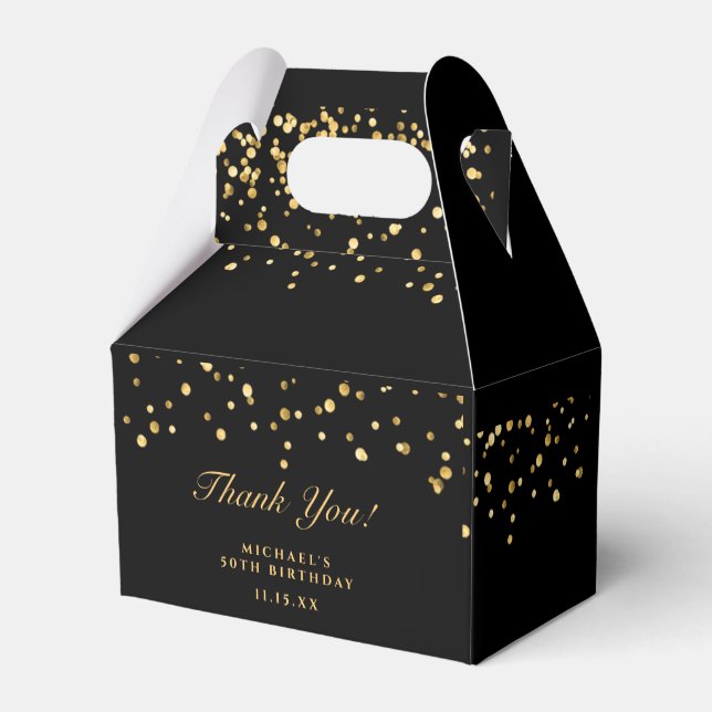 Gold & Black Luxury Thank You 50th Birthday Party Favor Box (Back Side)