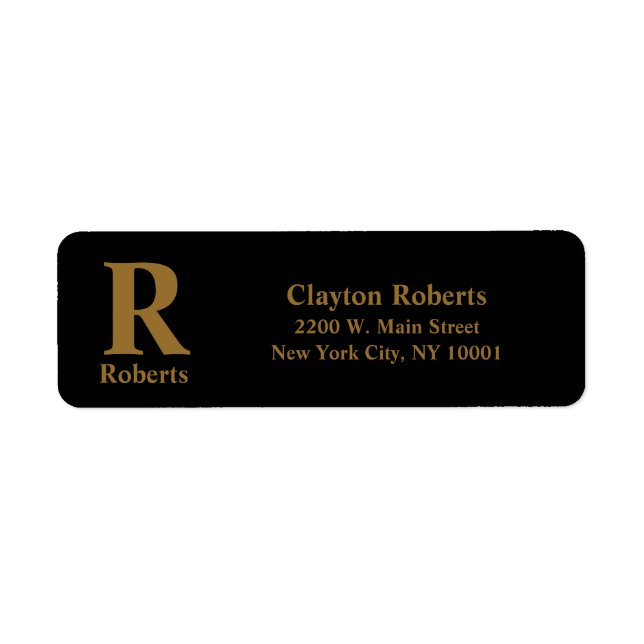 Gold/ Black M±odern Minimal Monogram Name  (Front)