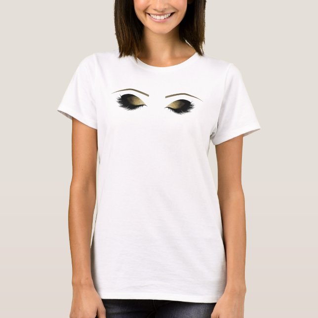 Gold Black Makeup Eyes Modern Glam Trendy T-Shirt (Front)
