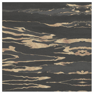 Gold Black Marble Abstract Painting Fabric