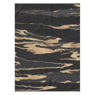 Gold Black Marble Abstract Painting Tablecloth