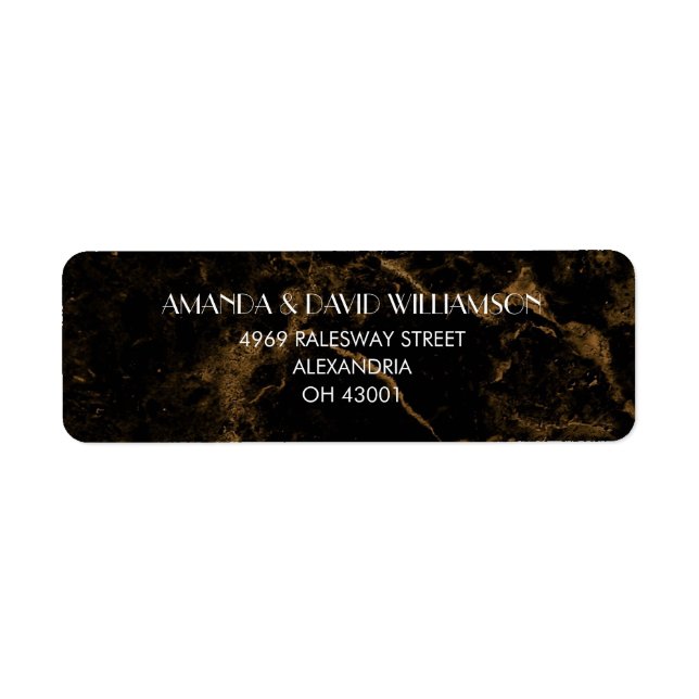 Gold Black Marble Elegant Address (Front)