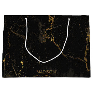 Gold Black Marble Large Gift Bag