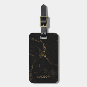 Gold Black Marble Luggage Tag