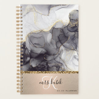 Gold & Black Marble Monogram Teacher Planner