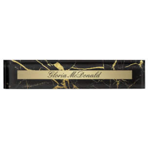 gold black marble nameplate