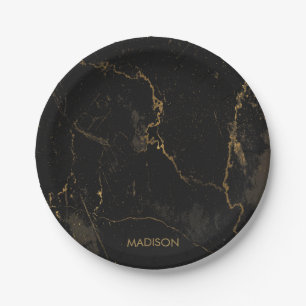 Gold Black Marble Paper Plate