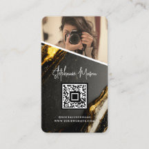 Gold Black Marble Photo QR Code Modern Photography