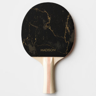Gold Black Marble Ping Pong Paddle