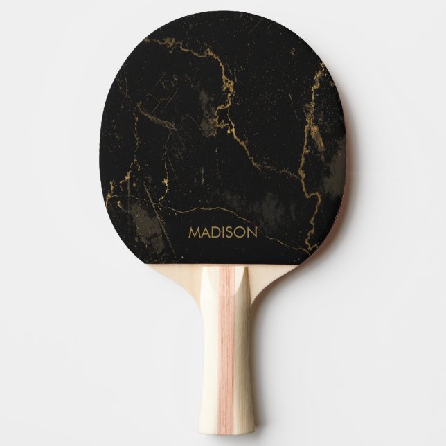 Gold Black Marble Ping Pong Paddle (Front)