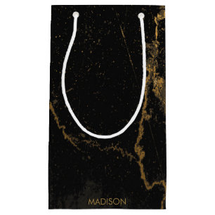 Gold Black Marble Small Gift Bag