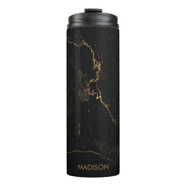 Gold Black Marble Thermal Tumbler (Front)