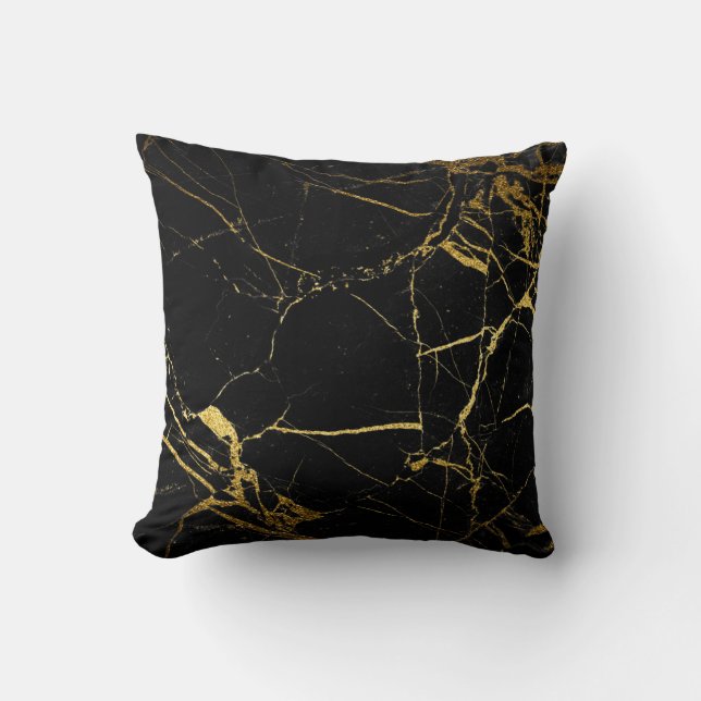 Gold Black Marble - Throw Pillow (Front)