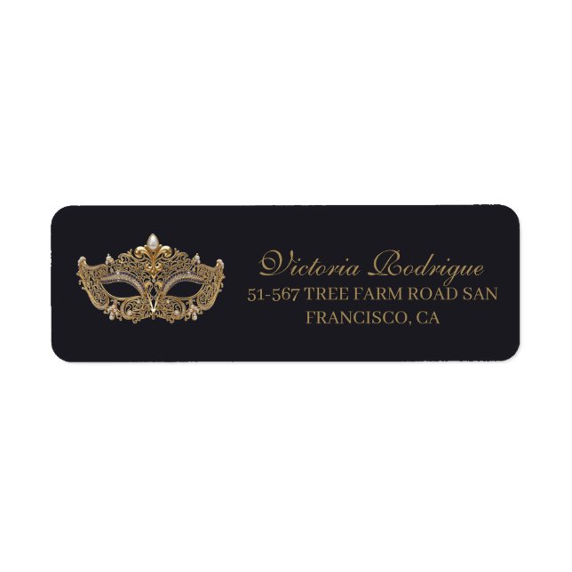 Gold Black Masquerade Party Birthday  (Front)